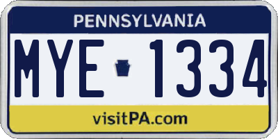 PA license plate MYE1334