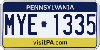 PA license plate MYE1335