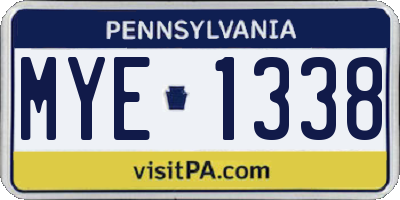 PA license plate MYE1338