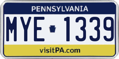 PA license plate MYE1339