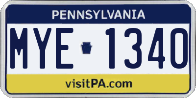 PA license plate MYE1340
