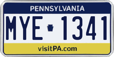 PA license plate MYE1341