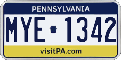 PA license plate MYE1342