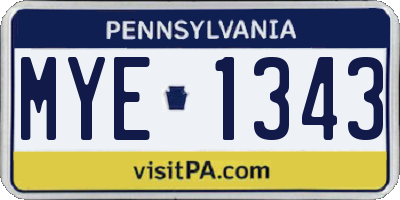 PA license plate MYE1343