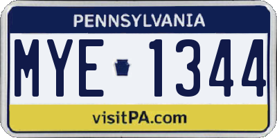 PA license plate MYE1344