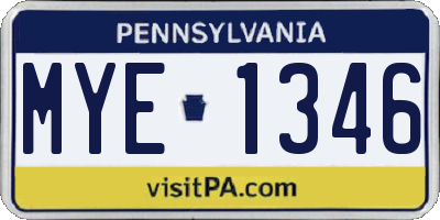 PA license plate MYE1346