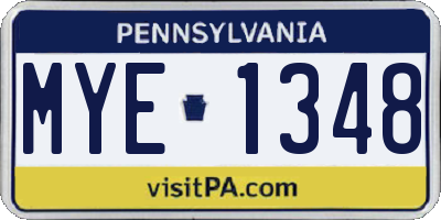 PA license plate MYE1348