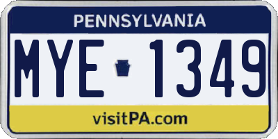PA license plate MYE1349