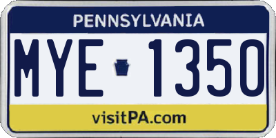 PA license plate MYE1350
