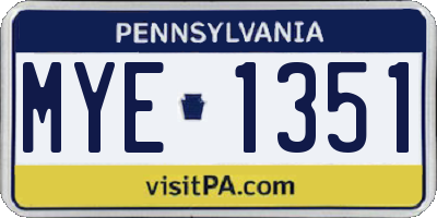 PA license plate MYE1351