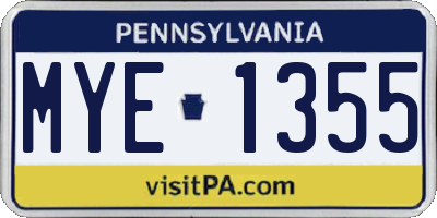 PA license plate MYE1355