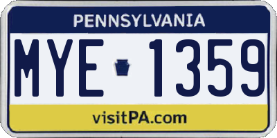 PA license plate MYE1359