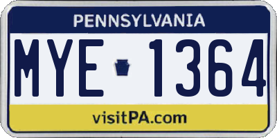 PA license plate MYE1364