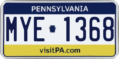 PA license plate MYE1368