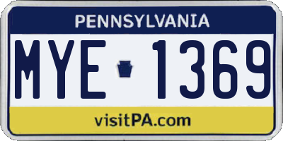PA license plate MYE1369