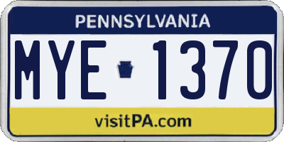 PA license plate MYE1370