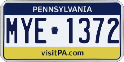 PA license plate MYE1372