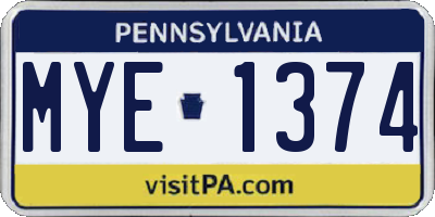 PA license plate MYE1374