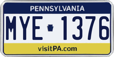 PA license plate MYE1376