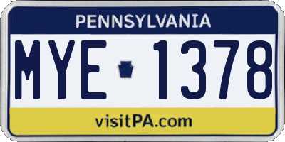 PA license plate MYE1378