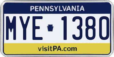 PA license plate MYE1380