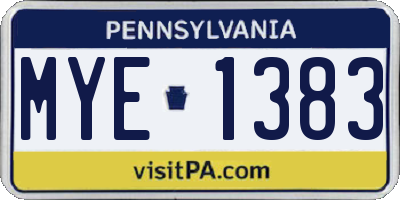 PA license plate MYE1383