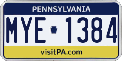 PA license plate MYE1384