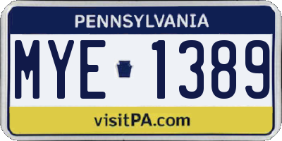 PA license plate MYE1389