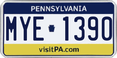 PA license plate MYE1390