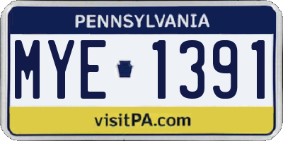 PA license plate MYE1391