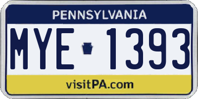 PA license plate MYE1393
