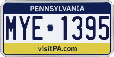 PA license plate MYE1395