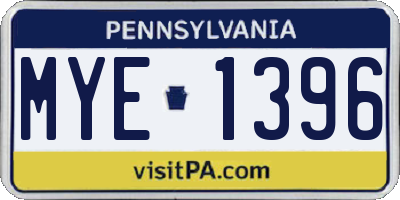 PA license plate MYE1396