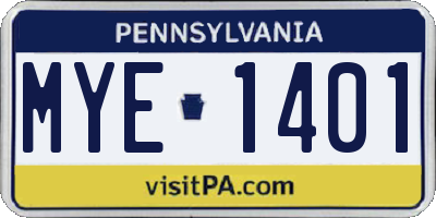PA license plate MYE1401