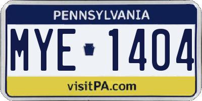 PA license plate MYE1404