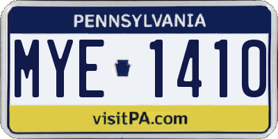 PA license plate MYE1410