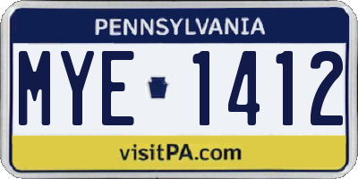 PA license plate MYE1412