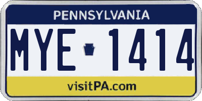 PA license plate MYE1414
