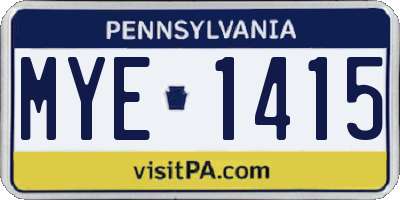 PA license plate MYE1415