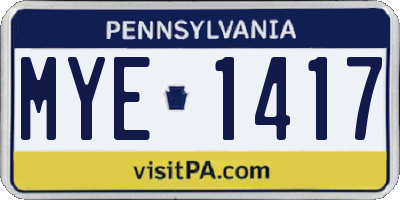 PA license plate MYE1417