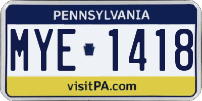 PA license plate MYE1418