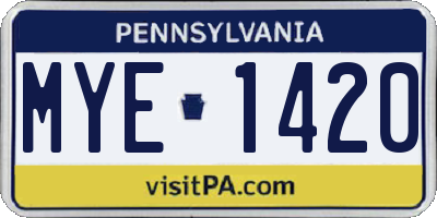 PA license plate MYE1420