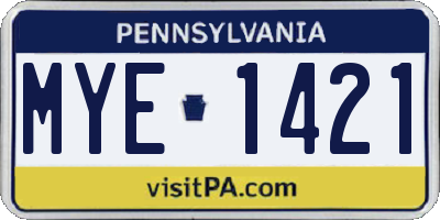 PA license plate MYE1421