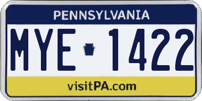 PA license plate MYE1422