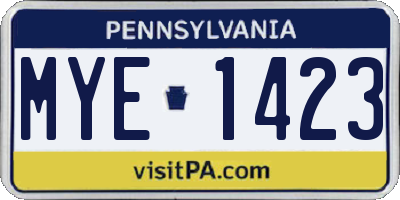 PA license plate MYE1423