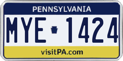 PA license plate MYE1424