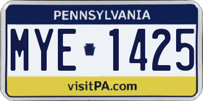 PA license plate MYE1425