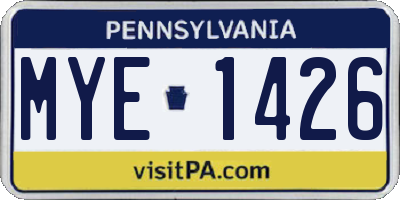 PA license plate MYE1426