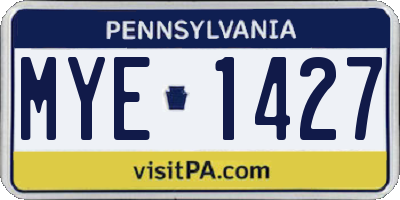PA license plate MYE1427