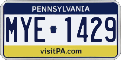 PA license plate MYE1429